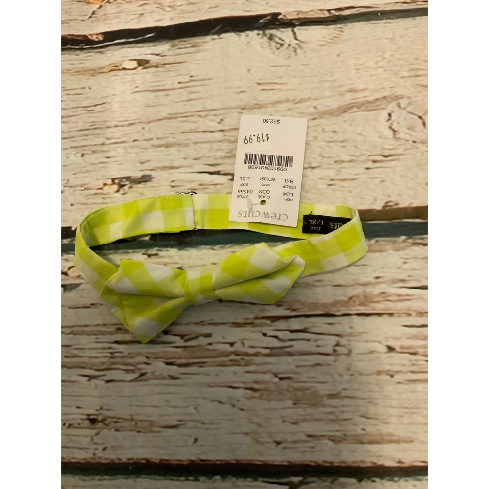 Crewcuts J Crew Boys Neon Yellow Gingham Bow Tie Size L/XL NWT W0324